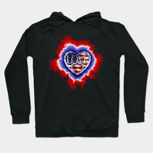 glowing heart within hearts American flag Hoodie